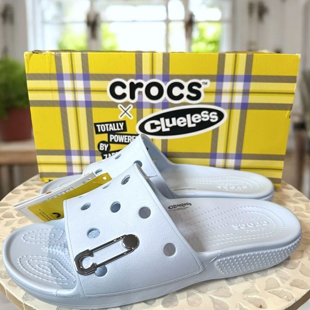 New Crocs x Clueless "The Tai" Slide – Mineral Blue – Women’s 10 / Men’s 8 – Box